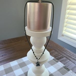 Dark Grey Metal Beaded Turtle Necklace